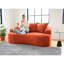 Rouge orange incurvé 65,55 po, coussins à ressorts ensachés, 3 coussins décoratifs, sièges moelleux pour chambre orange, sans assemblage, convient aux petits espaces