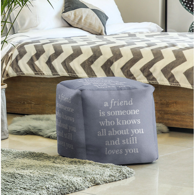 Upholstered Ottoman, Blue/White