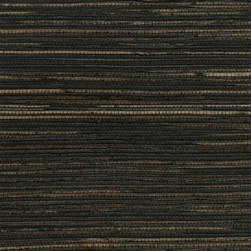 Reanna Grass Cloth Striped Roll, Charcoal
