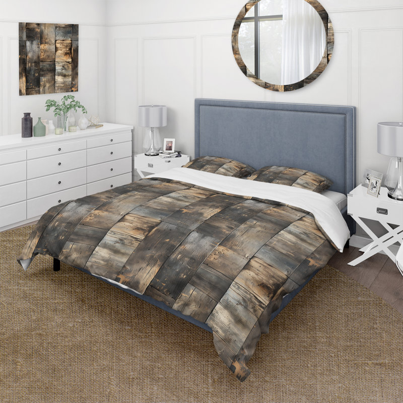 Ensemble de housse de couette Rustic Barnwood, Housse de couette pour grand lit et 2 taies décor
