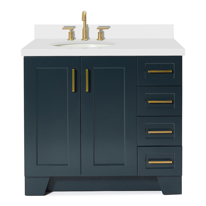 37 IN.  Single Bathroom Vanity, Midnight Blue, Rectangular, Right