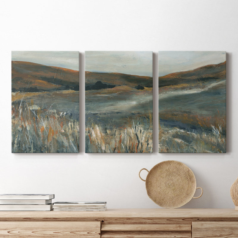 Cuivre coucher de soleil - 3 pièces sur toile tendue, H 12 po x l 24 po x P 1 po