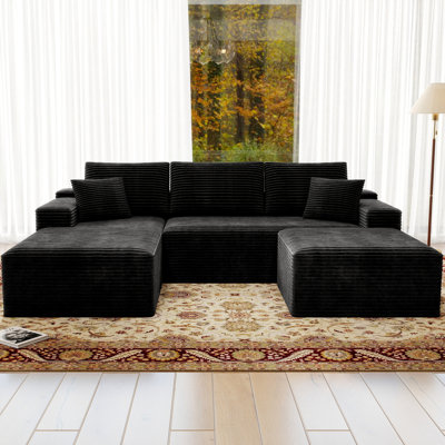 Koli U-shaped Cloud Sectional Sofa Couch, Modular Sofa, Corduroy Fabric by Mercer41