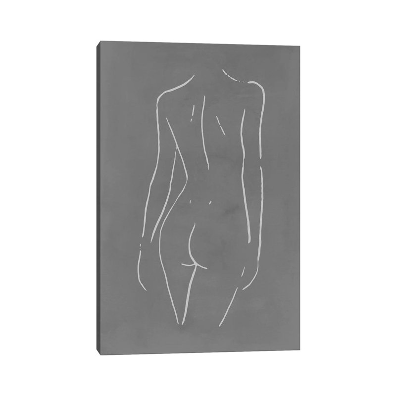 «Femelle corps croquis, gris» par Nouveau Prints - impression sur toile tendue, H 12 po x l 8 po x P 0,75 po