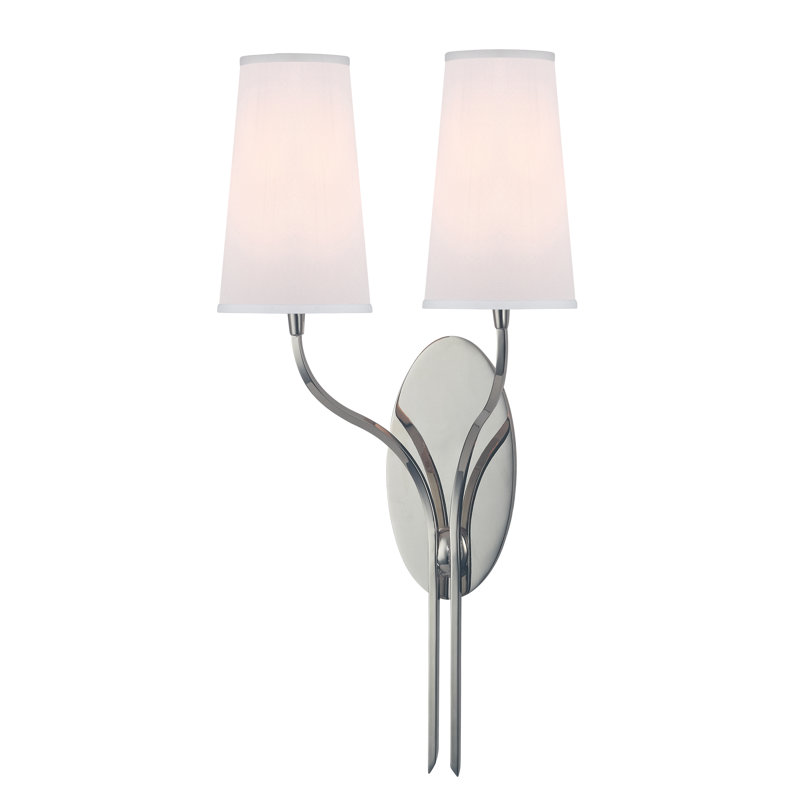 Luminaire mural 2 lumières Rutland, Blanc, Nickel poli
