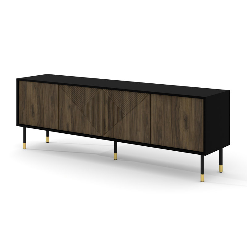 Baldemar TV Stand for TVs up to 78", Black/Pacific walnut