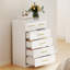 Commode 6 tiroirs très brillante avec poignées en métal doré et commode de rangement moderne pour la chambre à coucher, le salon et le couloir