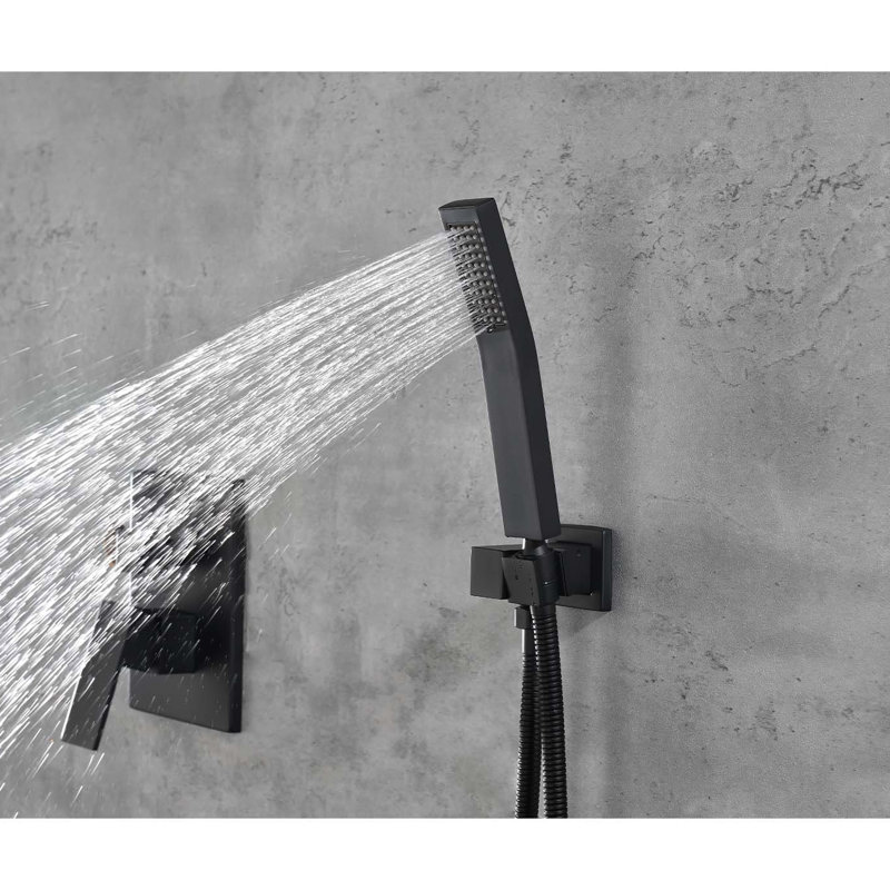 Ceiling-Mounted Shower Kit With Air Injection Feature - Matte Black Ceiling Mounted 16" Brass & Stainless, Comfortable Shower,