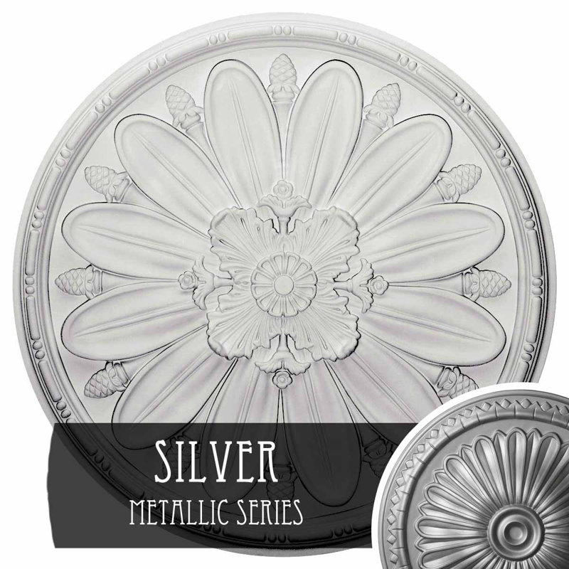Médaillon de plafond h 29 7/8 po x l 29 7/8 po x p 1 3/8 po Fairfax, Argent