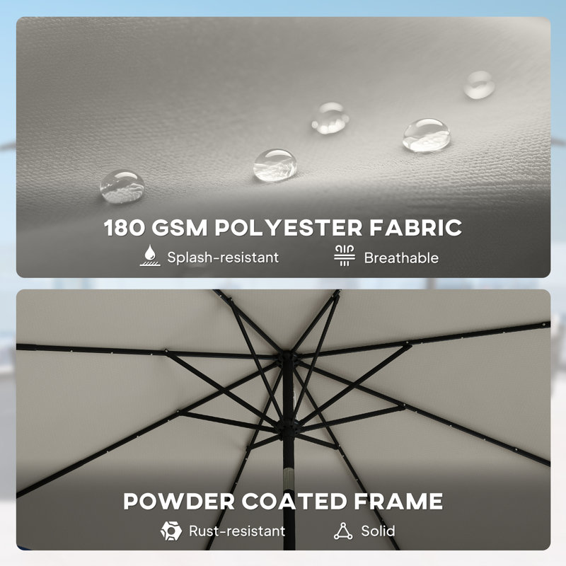 263cm Market Parasol, Light Grey