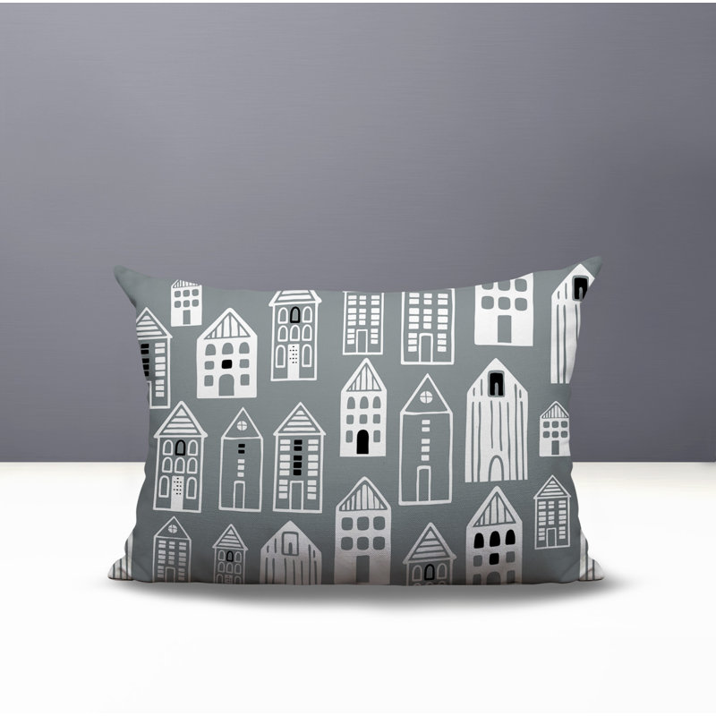 Oreiller rectangulaire réversible intérieur / extérieur Kito, Gris, Rectangle H 14 po x l 20 po