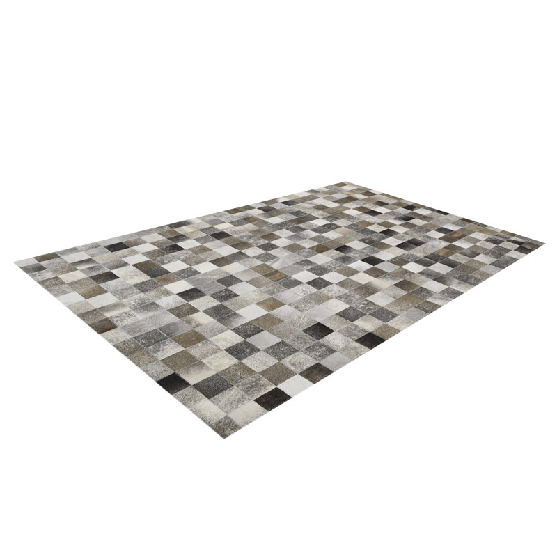 Sao Paulo Chequered Cowhide Area Rug, Rectangle 140 x 200cm
