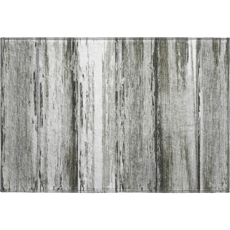 Premium Machine Washable Mayfield AMF2243 Striped Rug, 1'8" x 2'6", Gray