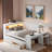 Modern Daybed With Storage Shelves, Drawers, Trundle, Charging Station, Led Light, Desk And Cabinet-1488809831
