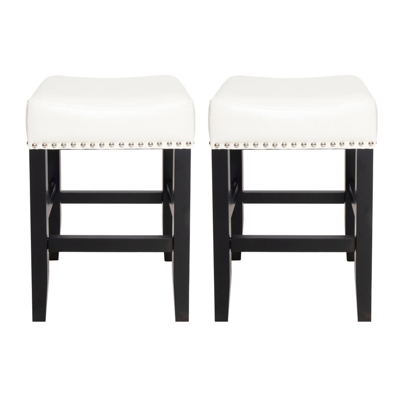 26-Inch Backless Ivory Leather Counter Stool (Set Of 2)