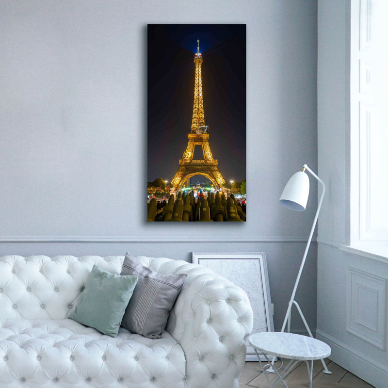 «Paris - Eiffel Tower At Night», art mural sur toile, H 60 po x l 30 po x P 1,5 po