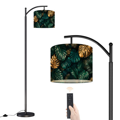 Lampe sur pied à arc avec abat-jour réglable Tropical Leaves