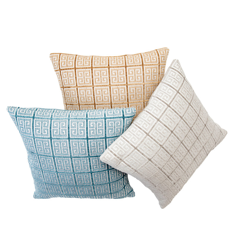 Geometric Rayon/Viscose Reversible Throw Pillow, Gold, 22" x 22"
