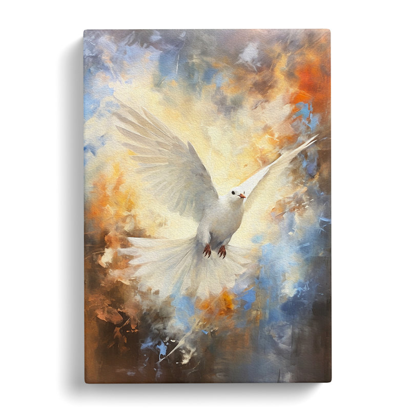 Dove Bird Gestural - Wrapped Canvas, 50cm H x 35cm W x 3cm D