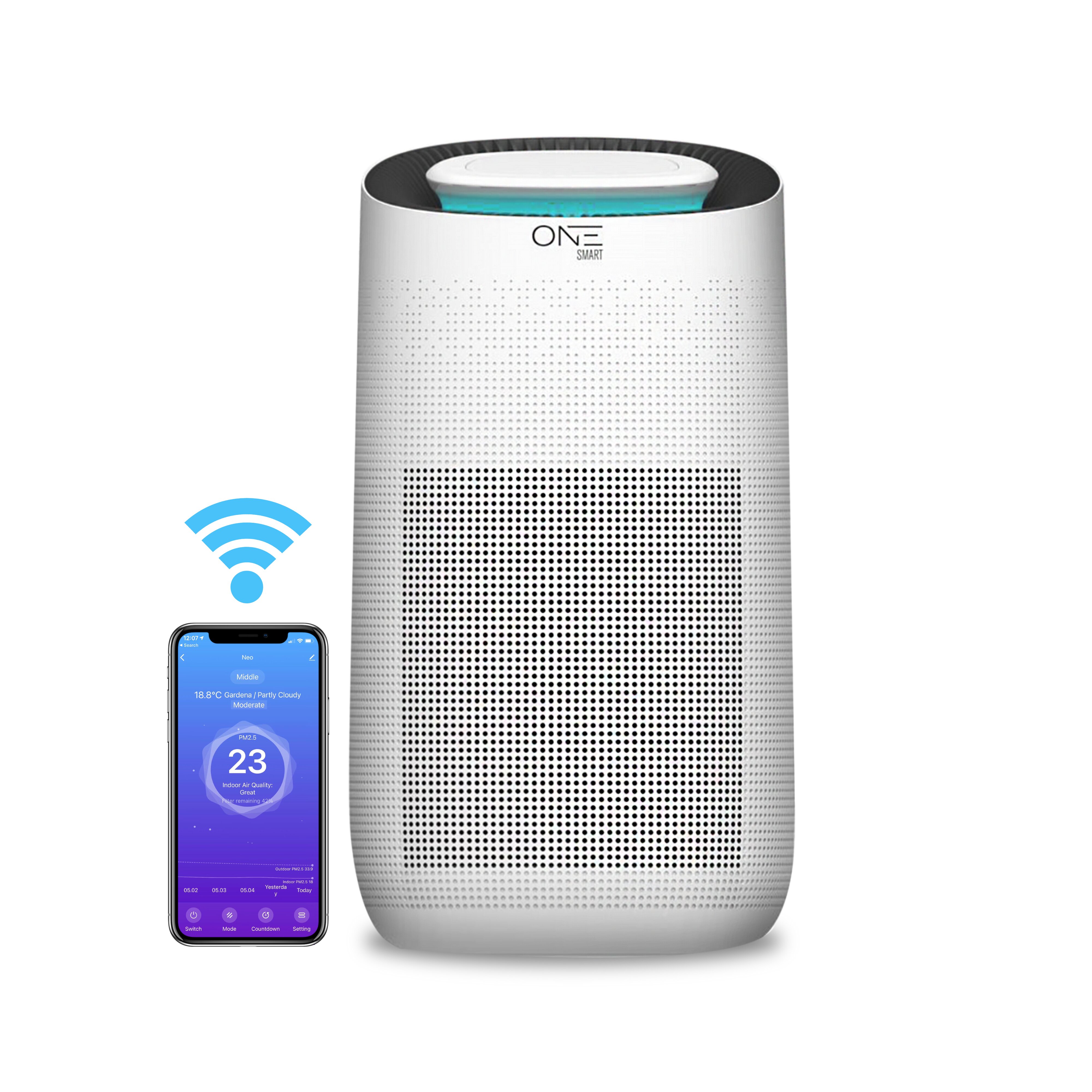 ONE Products Smart Air Purifier 3-in-1 HEPA Filter Timer Google Home   Alexa Compatible  Reviews Wayfair