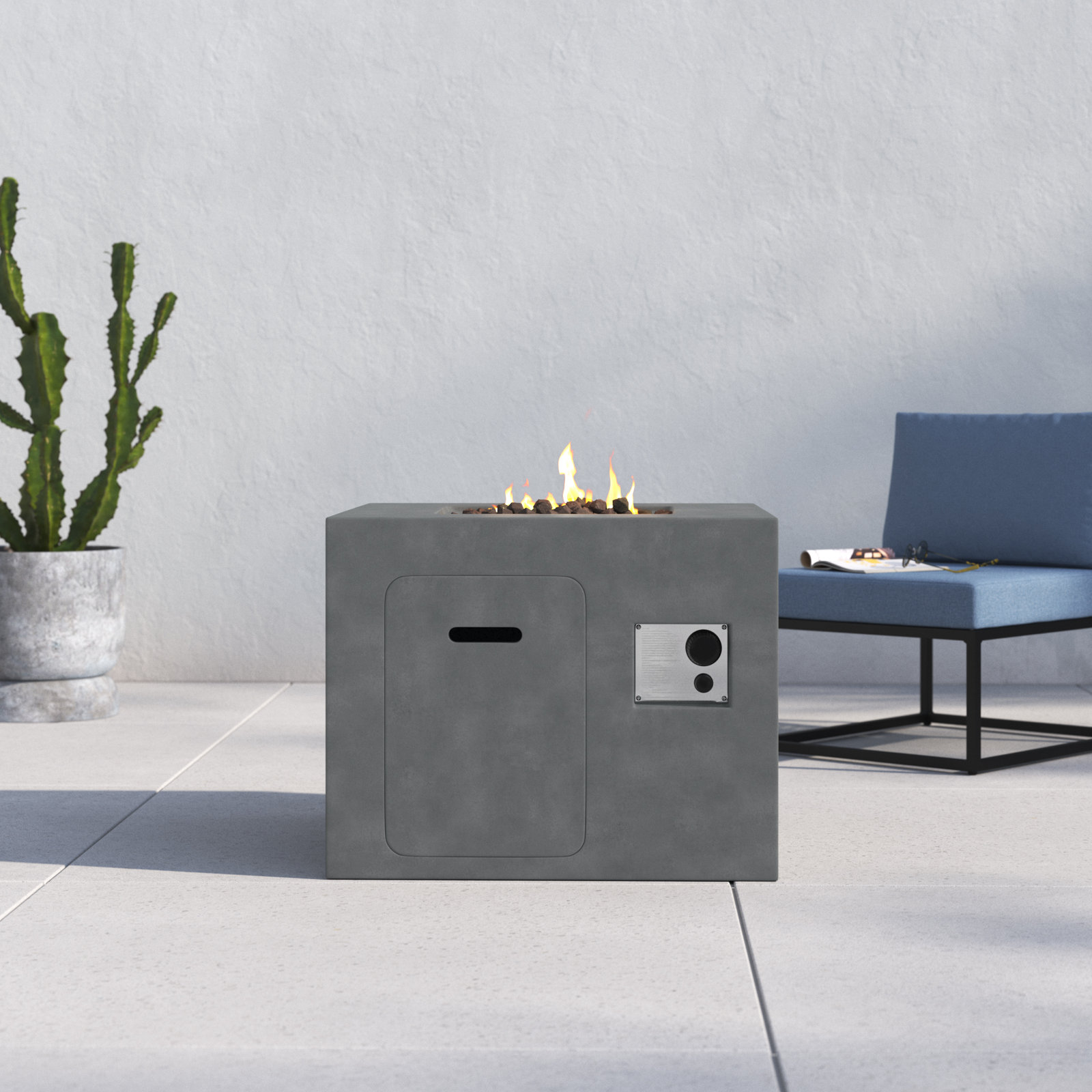 Lennart Square Fire Pit, Concrete