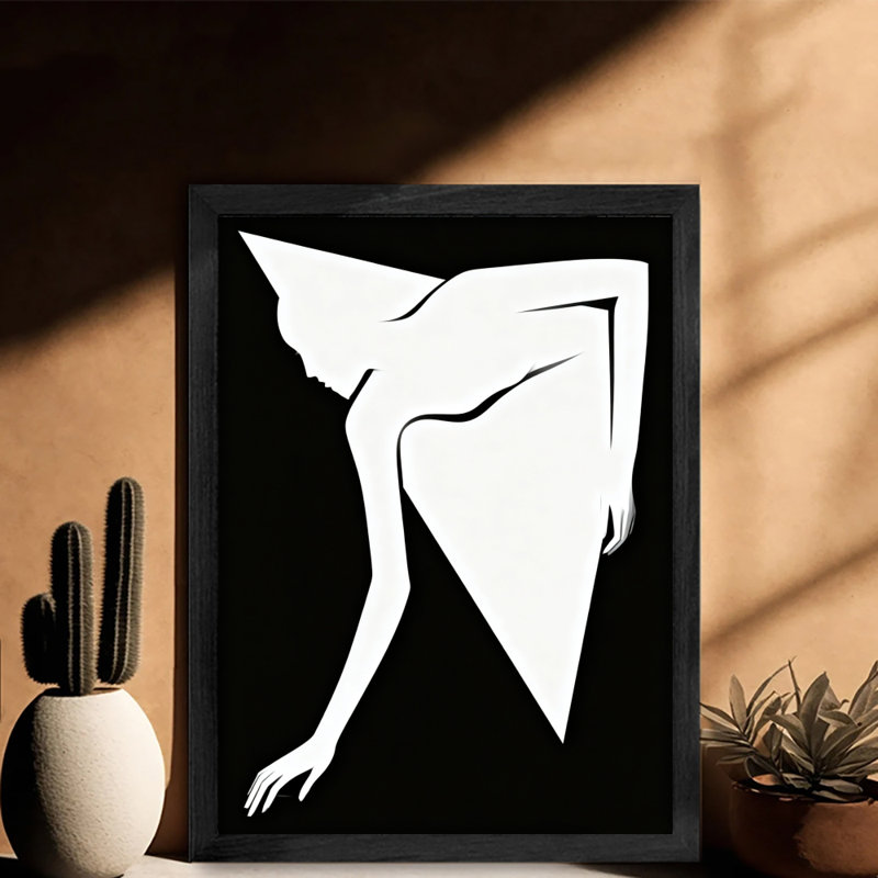 "Black" Vintage Elegant silhouette of a Lady, reproduction d'art encadrée de style rétro, H 37 po x l 25 po