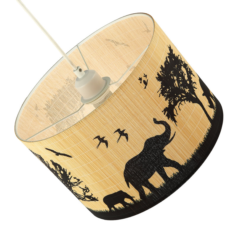 20cm H Bamboo Drum Lamp Shade ( No Direct Attachment Method ) in Black