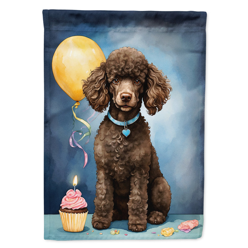 Drapeau «Happy Birthday House», Caniche chocolat standard