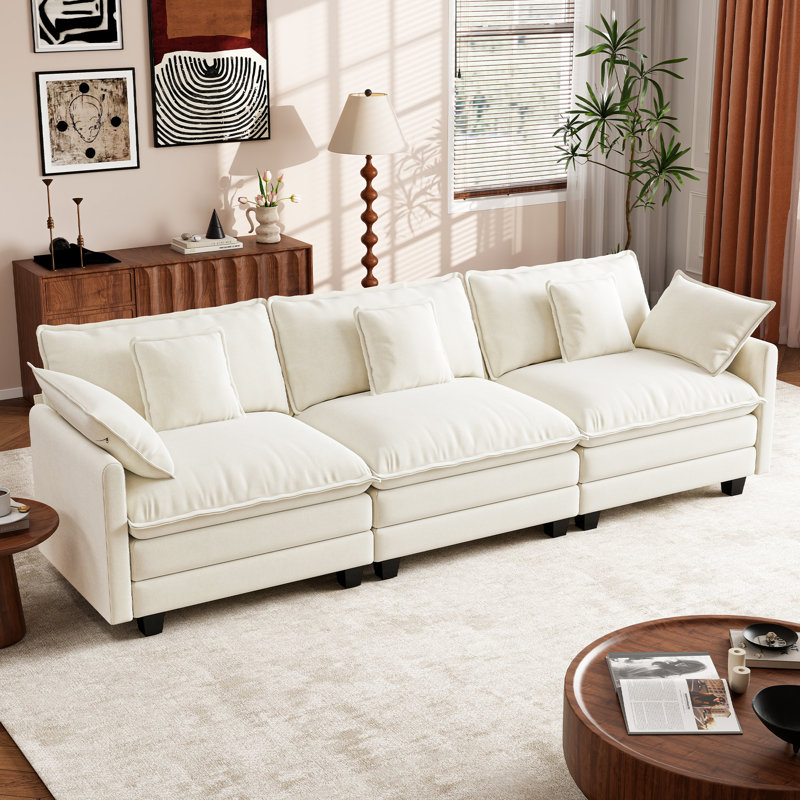 Canapé modulaire en chenille modulaire 111,5 po George, Beige