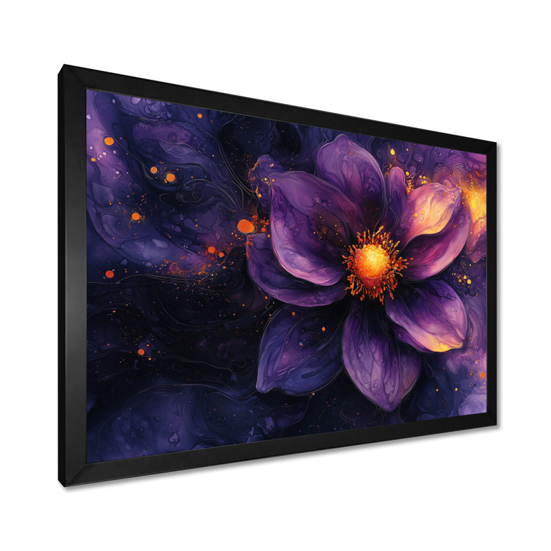 Dahlia vif lavande Dreamscape II - art mural Dahlia, H 12 po x l 20 po, Avec cadre, Noir