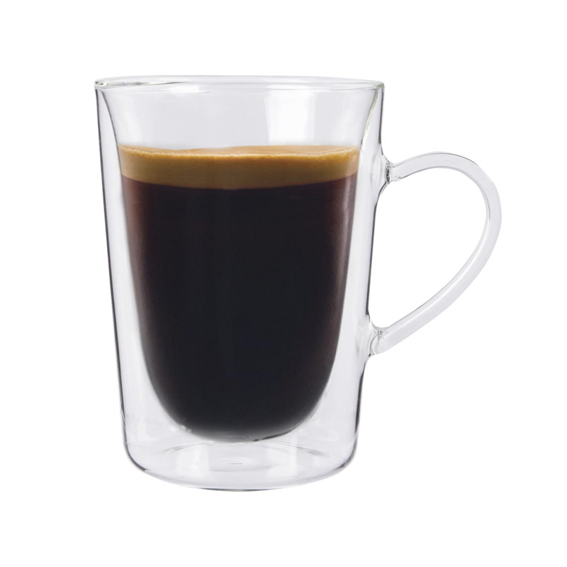 Rink Drink - Double Walled Coffee Glass Cups - 285ml, 6