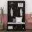 78.7" Hall Tree With Sliding Doors, Versatile Coat Rack With 6 Silvery Hooks & Handles, Bench Cabinet W/Shoe Storage-820950160