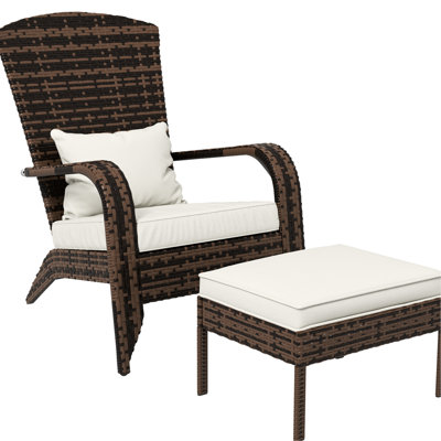 Chaise de patio et blanc crème - Profitez d'une détente extérieure sur la cour avant avec dossier haut, grand siège et crème idéale pour la terrasse, le jardin, le confort