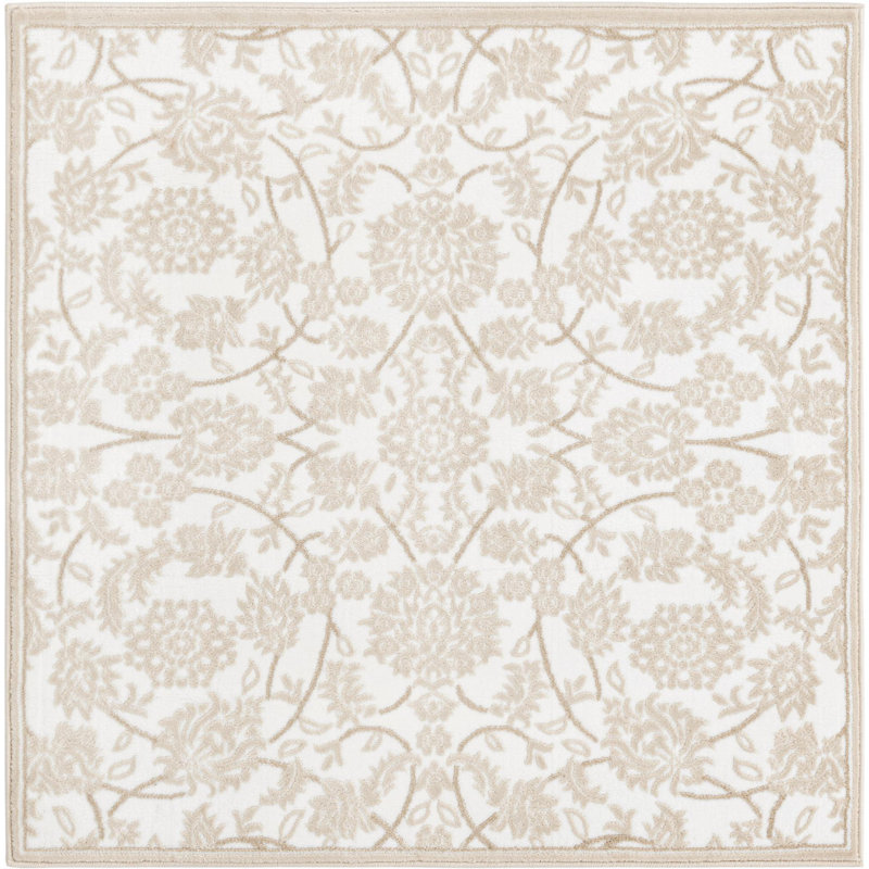 Tapis traditionnel Emigdio couleur nuage, Carré 4 pi