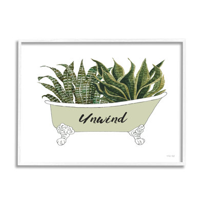 «Snake Plant in Tub Unwind Bath» par Cindy Jacobs - cadre flottant, impression sur toile