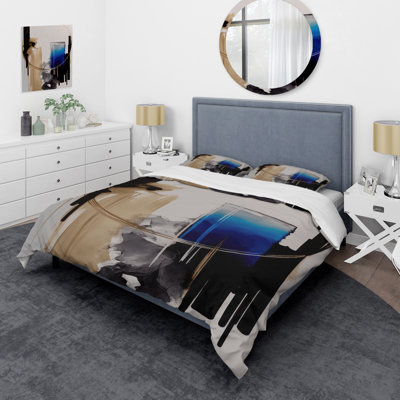 Ensemble de housse de couette en microfibre / polyester Blue Minimalist Abstract II Bedding