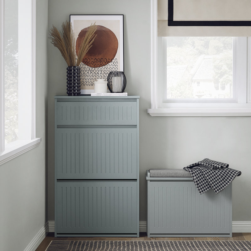 8 Pair Shoe Storage Cabinet, Gray