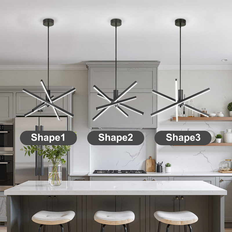 4-light Dimmable Led Modern Liner Chandelier, Black