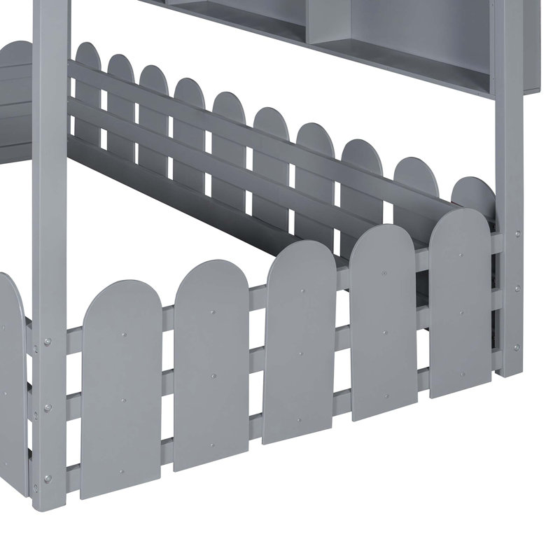 Lit pour enfant avec rampes Montessori, Grey, Twin