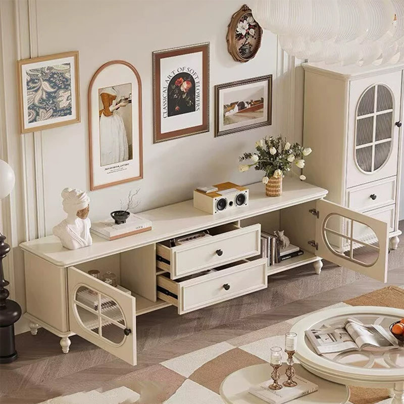 Meuble télé moderne en bois manufacturé beige, 78.74