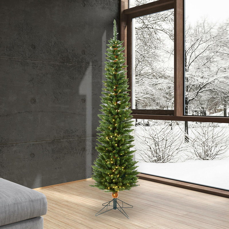  Arbre de Noël artificiel pin 5,5 pi pré-éclairé 5,5 pi avec 150 lumières DEL coaxiales à basse tension 8 mm à changement de couleur 3 mm Durham