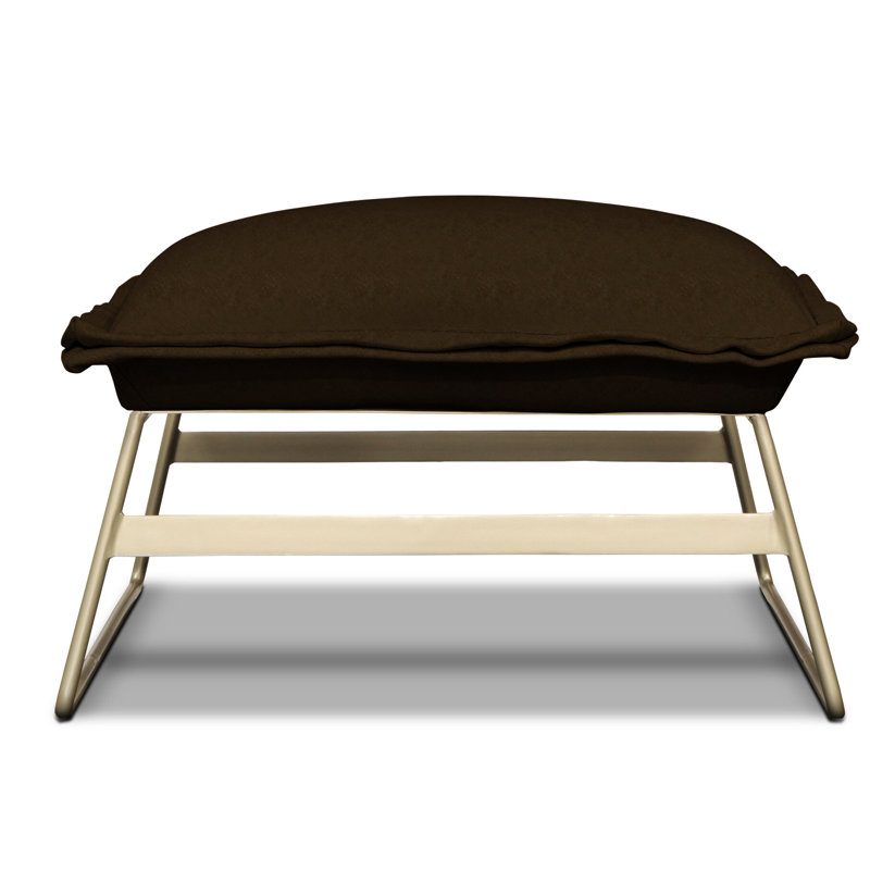 Repose-pieds de cocktail rectangulaire en cuir véritable de 29 po de largeur Tweety, Truffe (cartier), Acier inoxydable