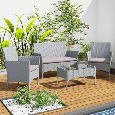 Outdoor Gerardi All Weather Wicker 4 - Person Seating Group with Cushions
