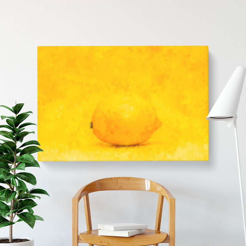 Lemon Yellow - Wrapped Canvas Print, 50cm H x 76cm W x 3cm D