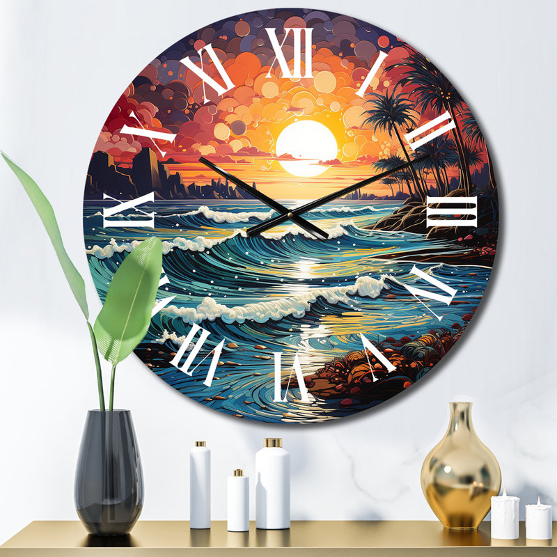 Beach Beach Vibes Pointillism III - Horloge murale plage, Petit