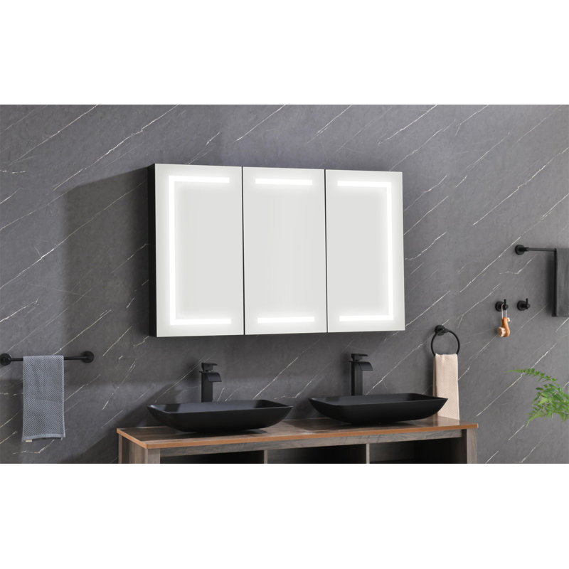 Armoire à pharmacie à miroir 48 "X30" avec lumières, gradateur, désembueur, horloge, affichage de la température et USB