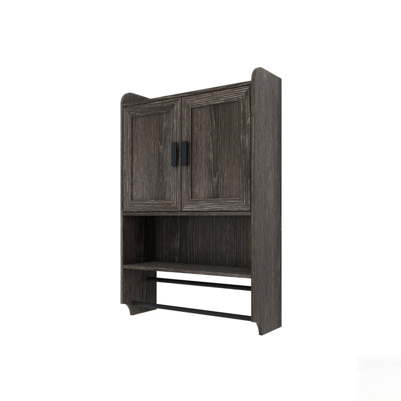 Armoire murale de salle de bain vintage avec tablette réglable, barre à serviettes et porte-papier pour rangement au-dessus de la toilette