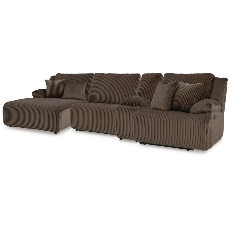 Canapé modulaire inclinable 4 pièces avec méridienne, Polyester brun