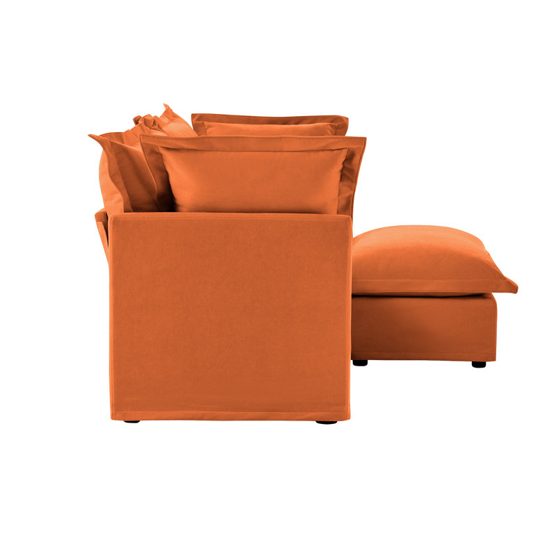 Australis Slipcovered Sectional 2 - Seater Sofa Couch, Orange Chenille, 34.6" H x 83.4" W x 33" D