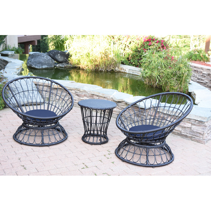 Barrigan 2 - Person Patio Conversation Set with Cushions, Midnight Blue